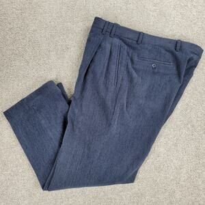 Vintage St Croix Dress Pants Mens 36 x 28 Blue Pleated Micro Corduroy Italy